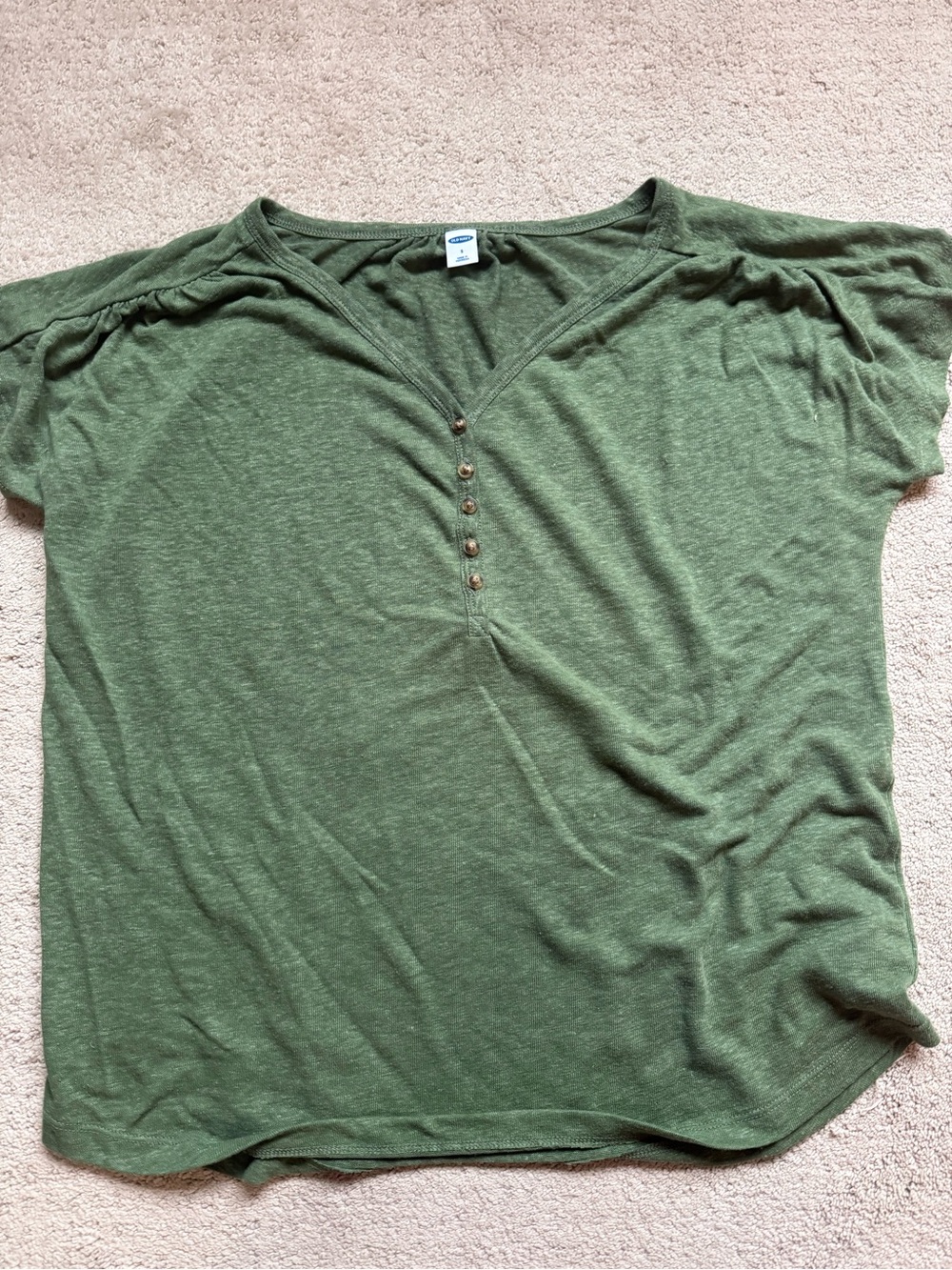 Old Navy Olive Green Short Sleeve Henley Top